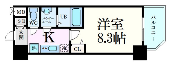 谷町九丁目駅 徒歩1分 8階の物件間取画像